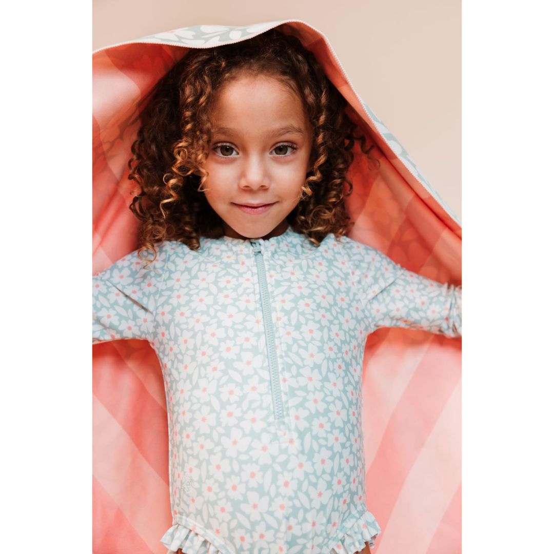 Full Body Swimsuit with Long SleevesGreen Flowers
