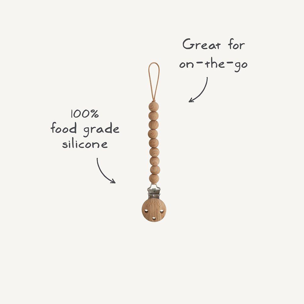 Pacifier Clip Hera Faux Wood Mushie