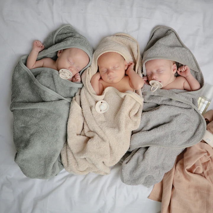 Organic Cotton Baby Hooded Towel - Gray Mushie
