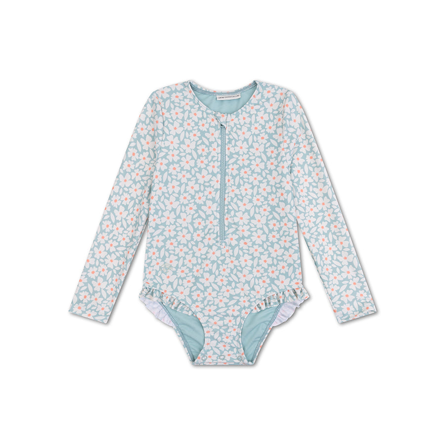 Full Body Swimsuit with Long SleevesGreen Flowers