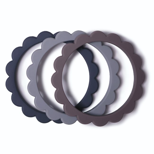 Flower Teether Bracelet 3 pack Grey Mushie