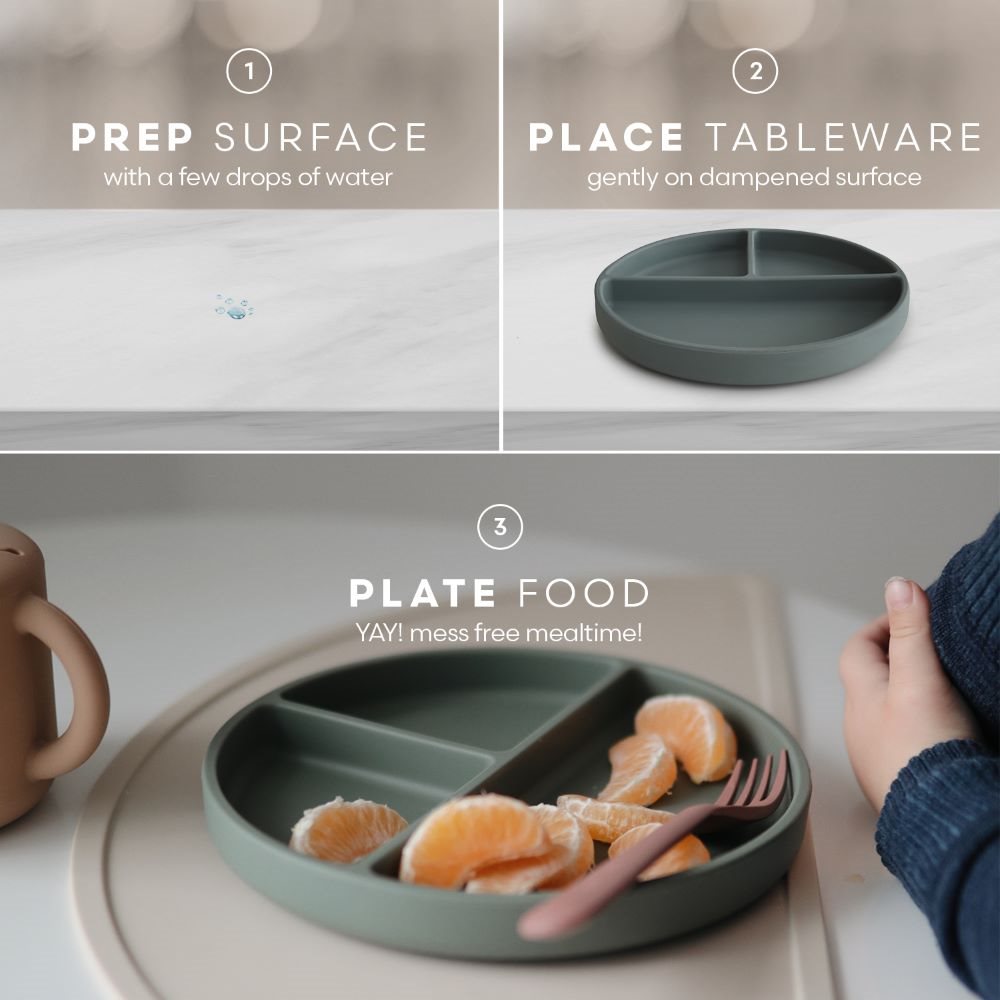 Silicone Suction Plate Cambridge Blue Mushie