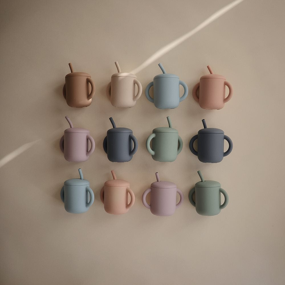 Silicone Training Cup + Straw - Natural Mushie