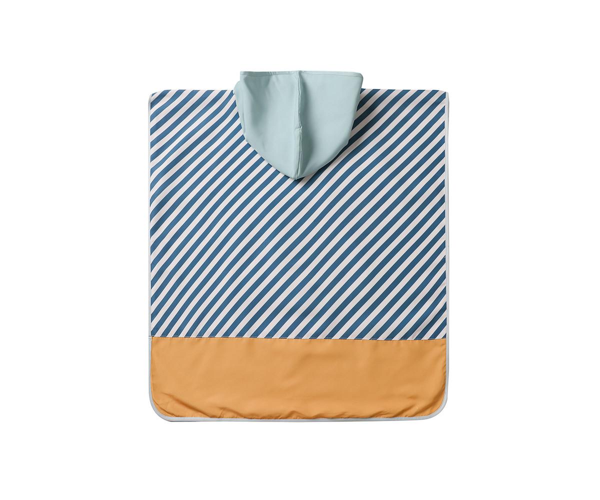 Beach Poncho with Sunscreen Protection and Hood - Blues