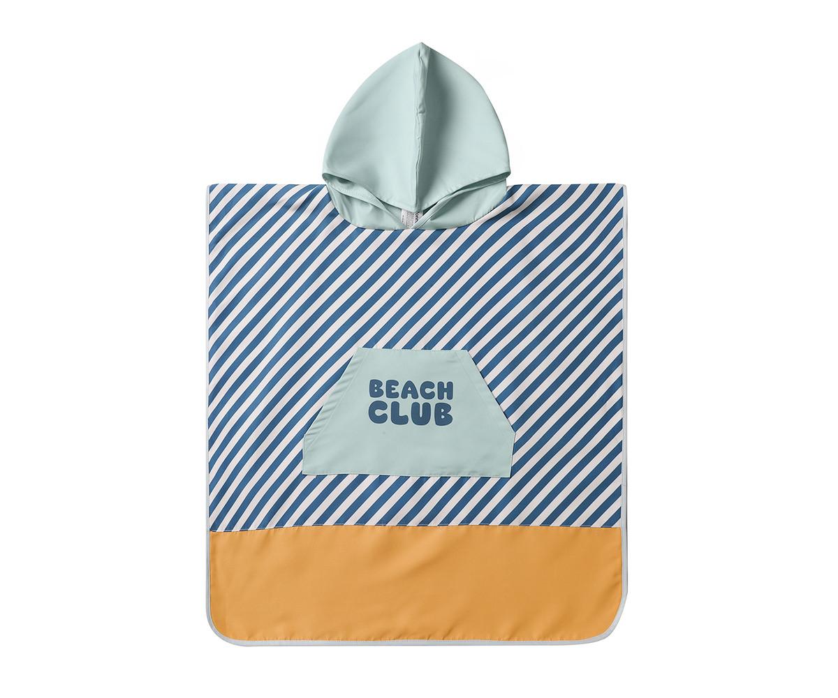 Beach Poncho with Sunscreen Protection and Hood - Blues
