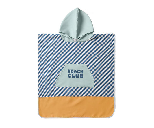 Beach Poncho with Sunscreen Protection and Hood - Blues