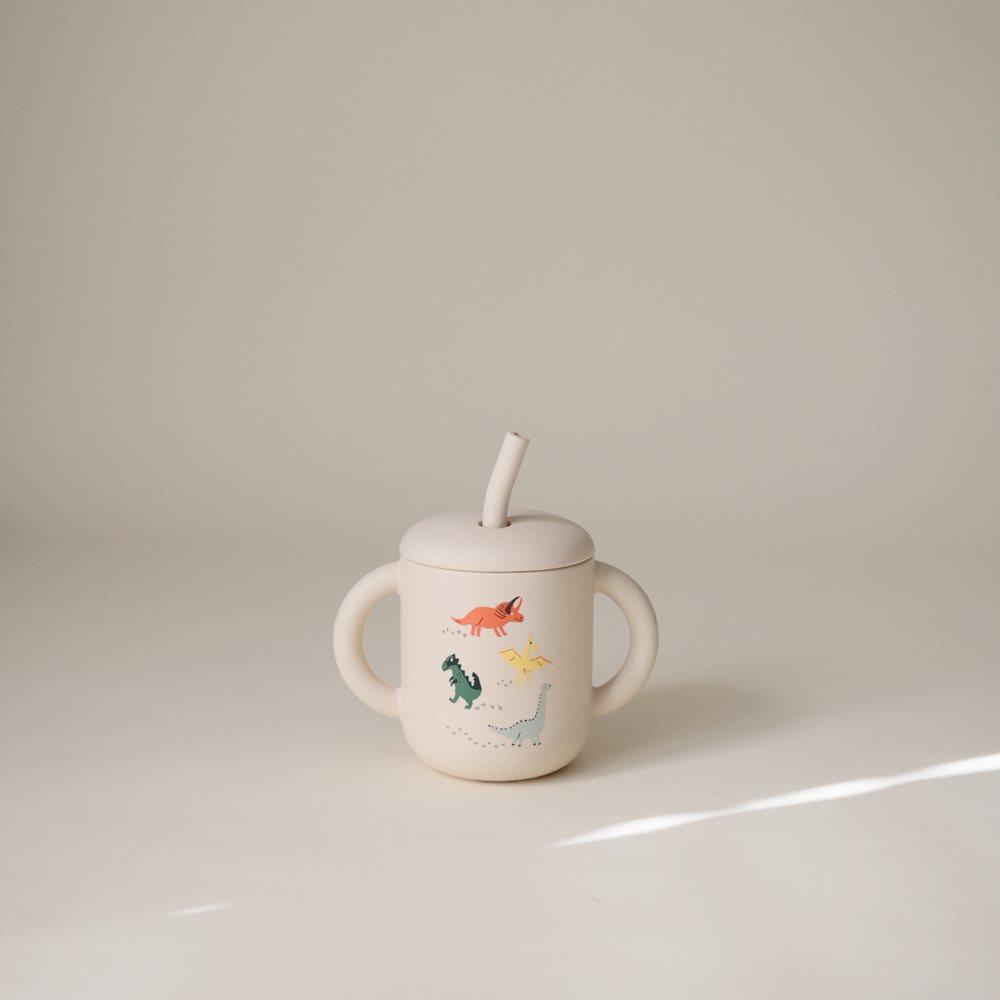 Silicone Training Cup + Straw Dinosaurs  Mushie