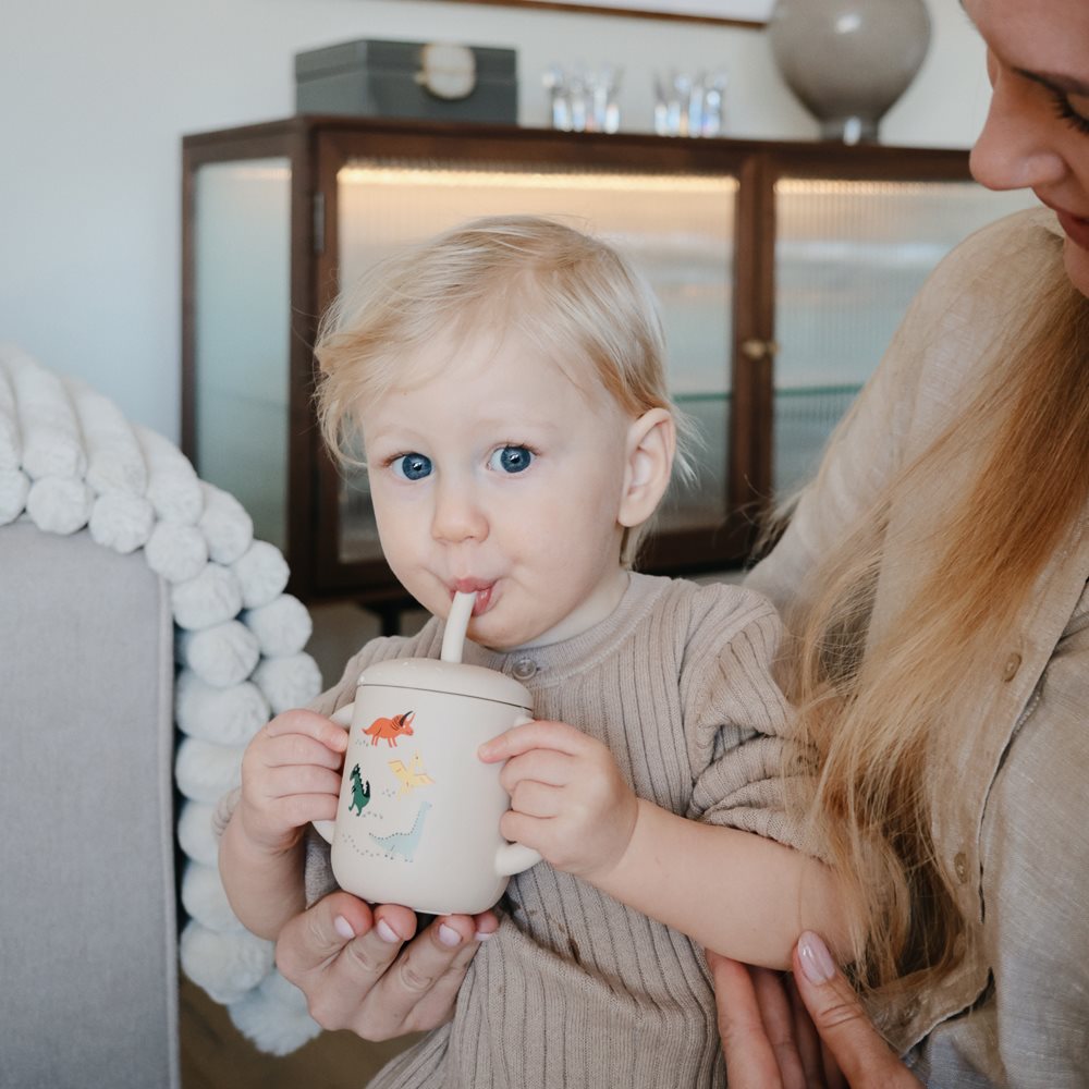Silicone Training Cup + Straw Dinosaurs  Mushie