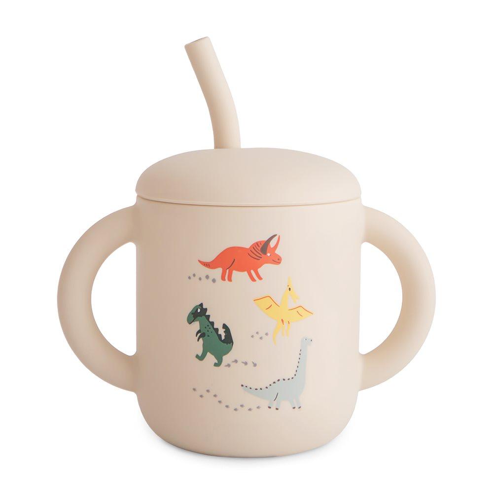 Silicone Training Cup + Straw Dinosaurs  Mushie