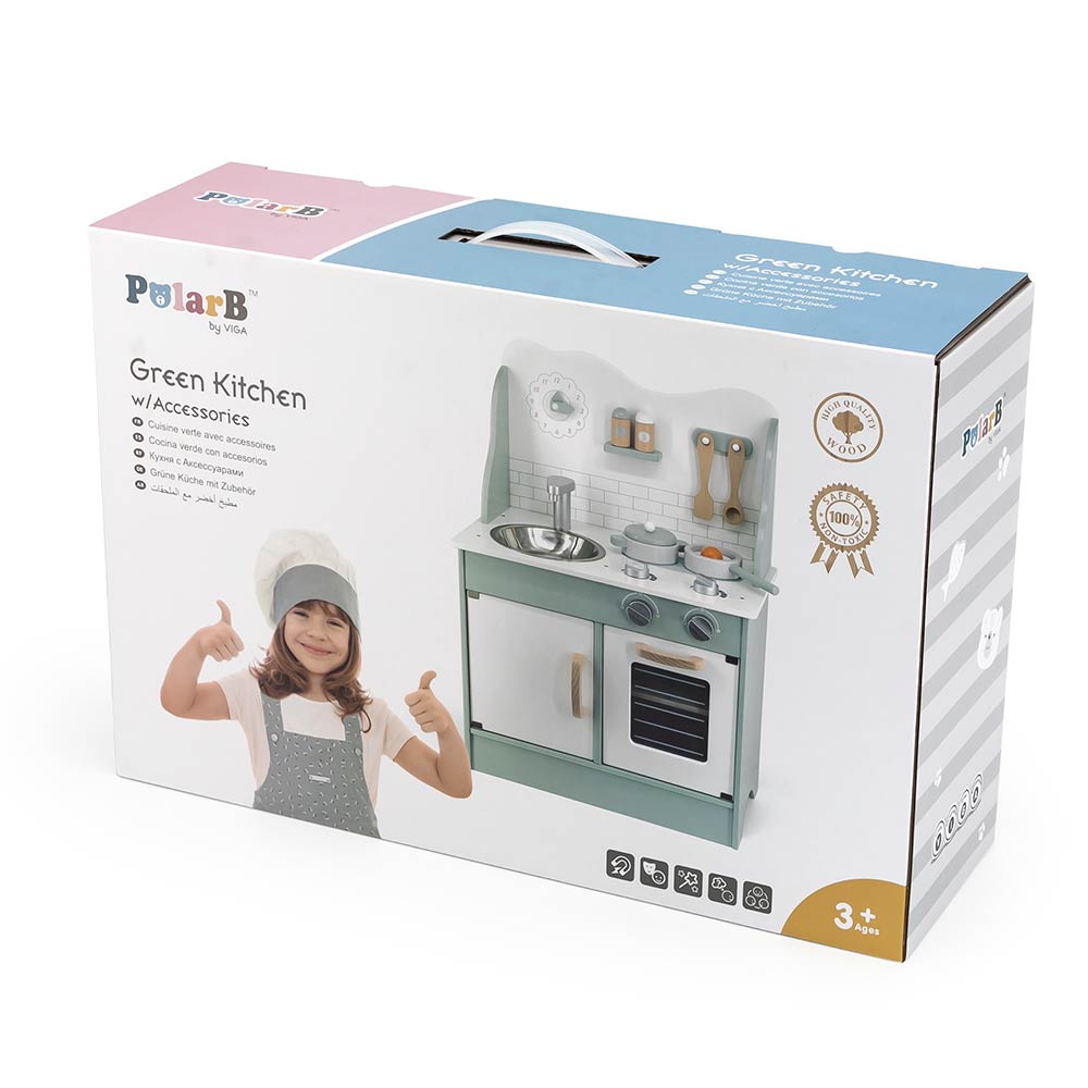 Green Kitchen with Accessories