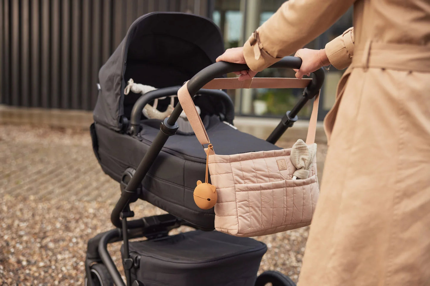 Puffed Stroller Buggy Organiser Bag -  Biscuit
