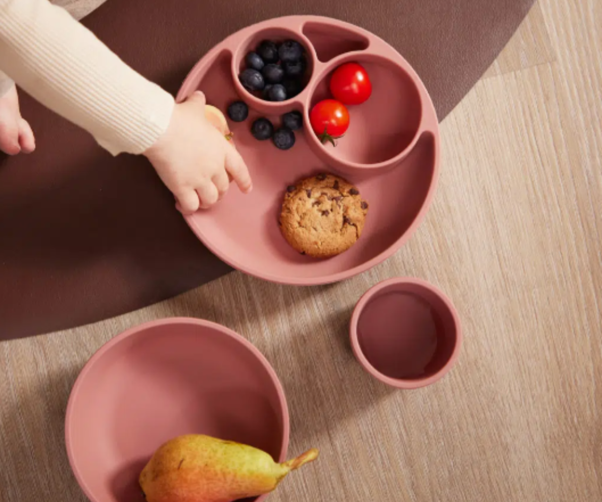 Silicone Divided Plate – Rose