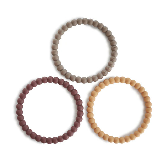 Pearl Teether Bracelets 3-Pack - Berry/Marigold/Khaki Mushie