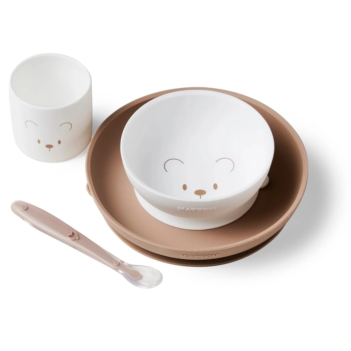 Silicone Meal Set with Suction Pad - Beige Nattou