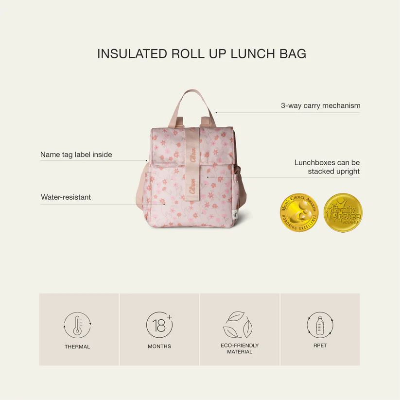 Thermal Roll-up Lunch Bag - Flowers