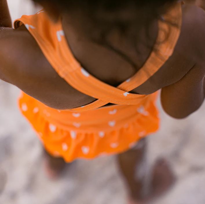 One-piece swimsuit - Orange Hearts