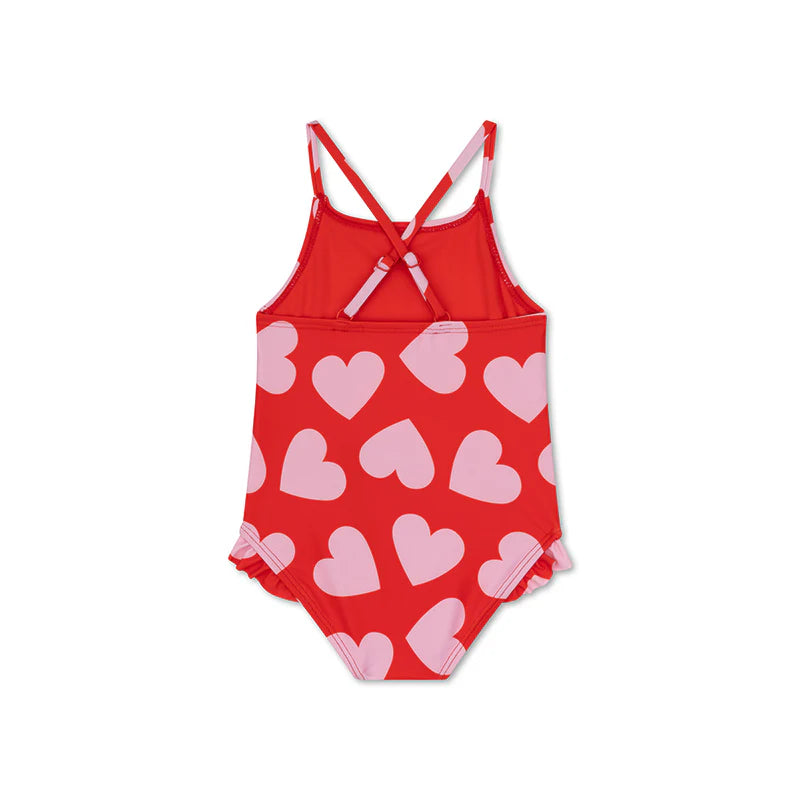 Swimsuit Girls - Red Hearts 4-6Years