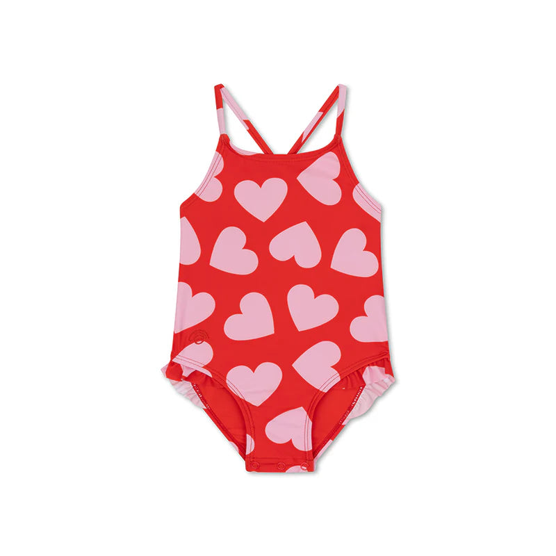 Swimsuit Girls - Red Hearts 4-6Years