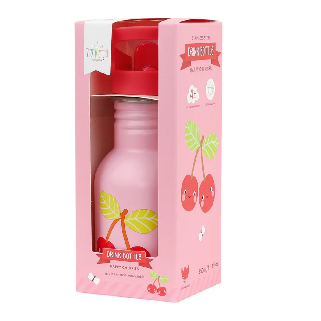 Little Stainless Steel Drink Bottle - Happy Cherries
