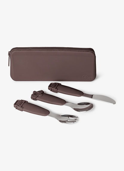Silicone Cutlery Set with Pouch - Plum Vehicles