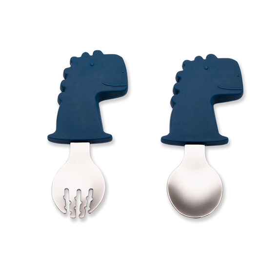 Training Spoon & Fork - Blue Dino