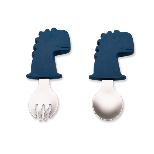 Training Spoon & Fork - Blue Dino