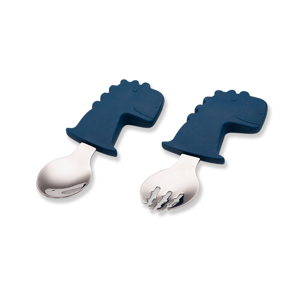 Training Spoon & Fork - Blue Dino