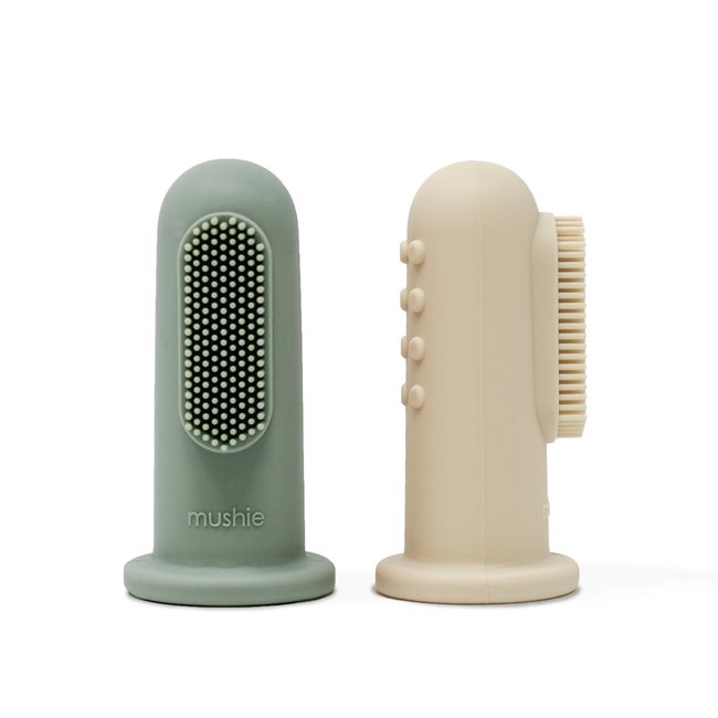 Finger Toothbrush Cambridge Blue/Shifting Sand Mushie