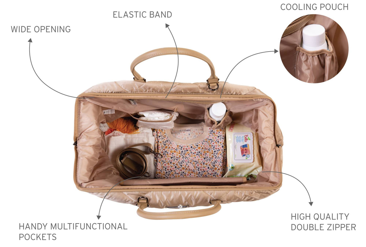 Mommy Bag Puffered Beige Childhome